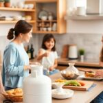 Família feliz com gás de cozinha
