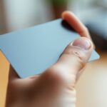 Una mano sostiene una tarjeta de crédito brillante