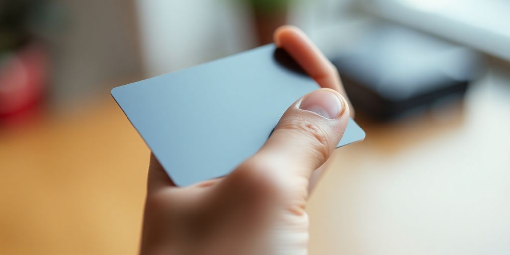 Una mano sostiene una tarjeta de crédito brillante