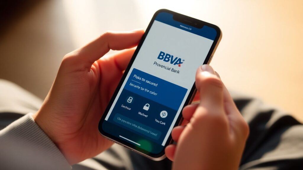 Manos sosteniendo un teléfono con la app de BBVA Provincial.