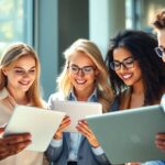 Personas buscando trabajo en línea con dispositivos digitales.