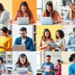 Personas aprendiendo y obteniendo certificados.