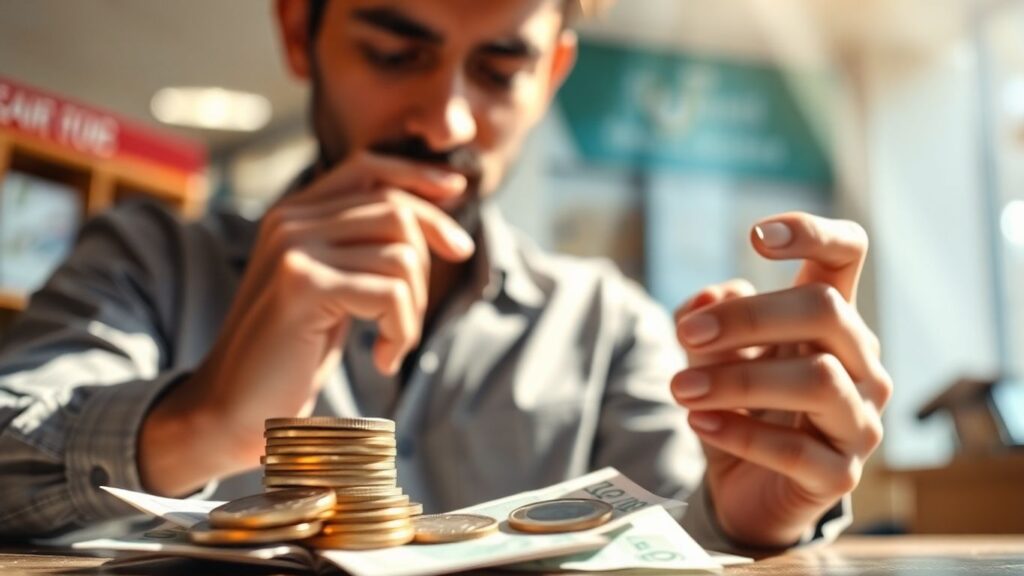 Pessoa analisando dinheiro para empréstimo pessoal.