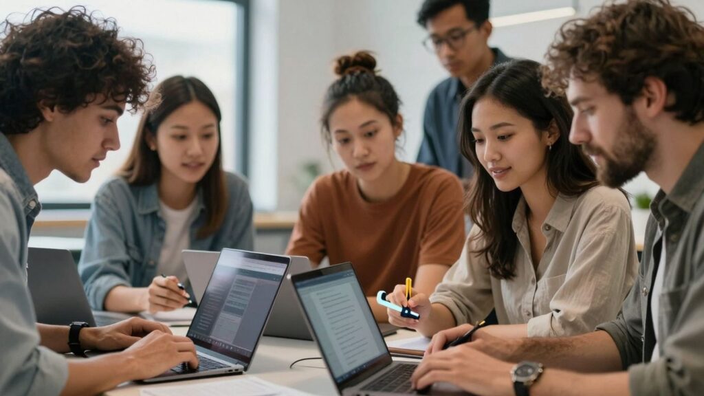 Pessoas estudando em cursos online do SENAI.