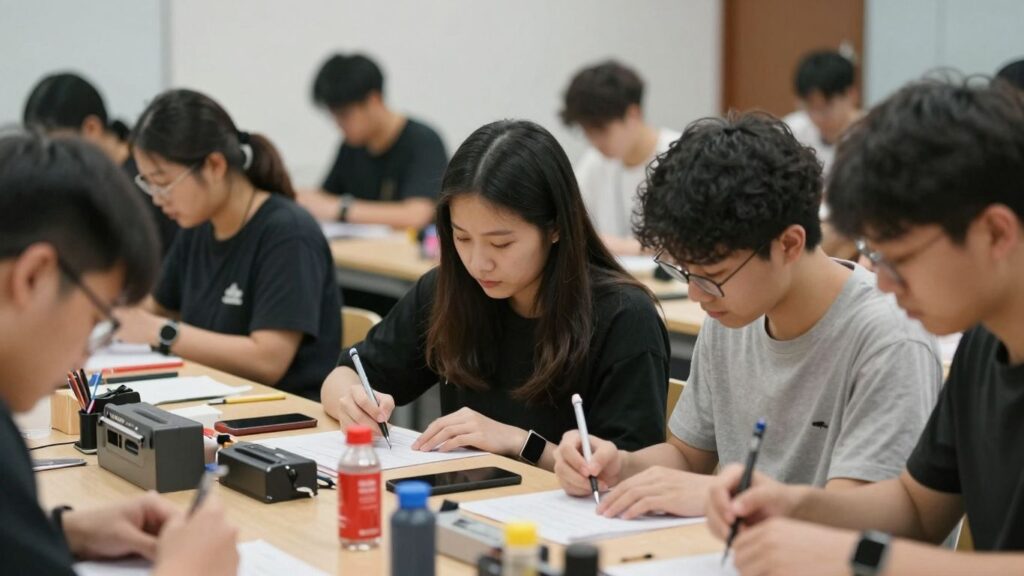 Pessoas aprendendo e desenvolvendo habilidades em um curso profissionalizante.