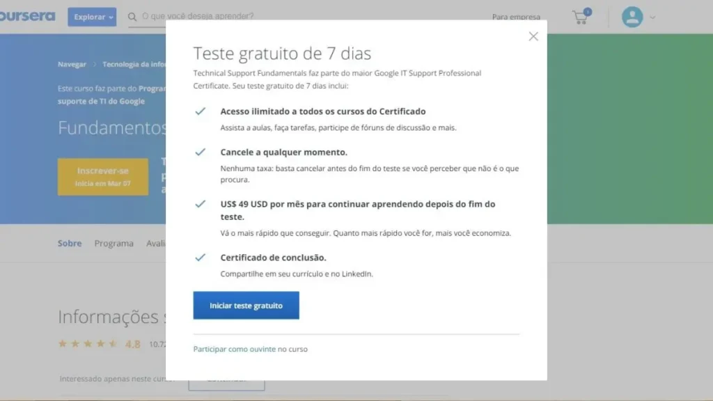 Certificação Profissional Coursera Cursos gratuitos com certificado