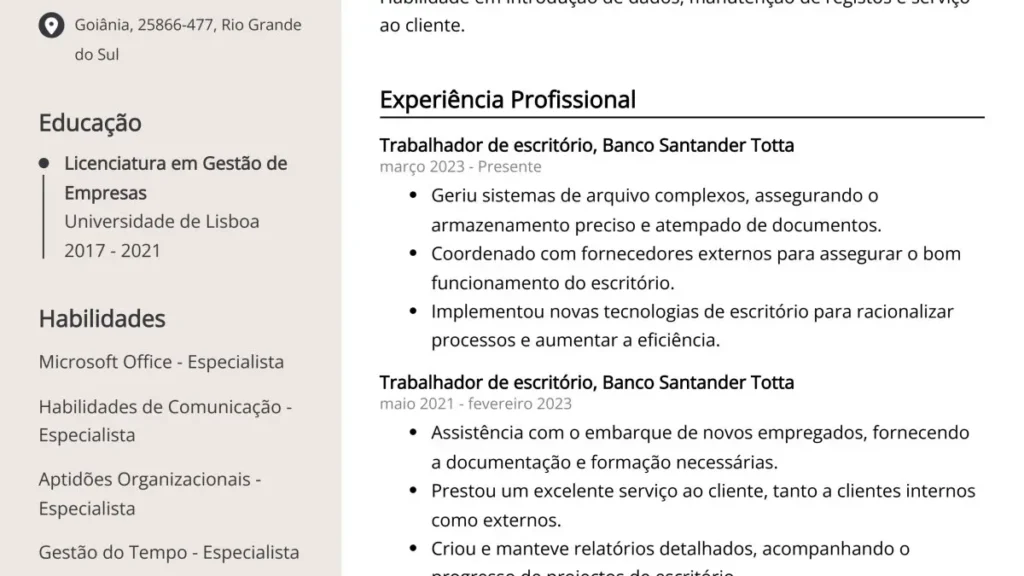 Montando um currículo profissional
